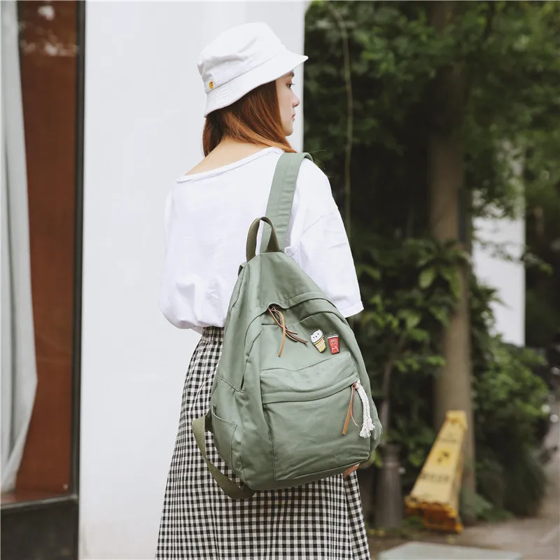 Menghuo Women Backpack for School Teenager Girls Vintage Stylish School Bag Ladies Cotton Fabric Backpack Female Bookbag Mochila (31)