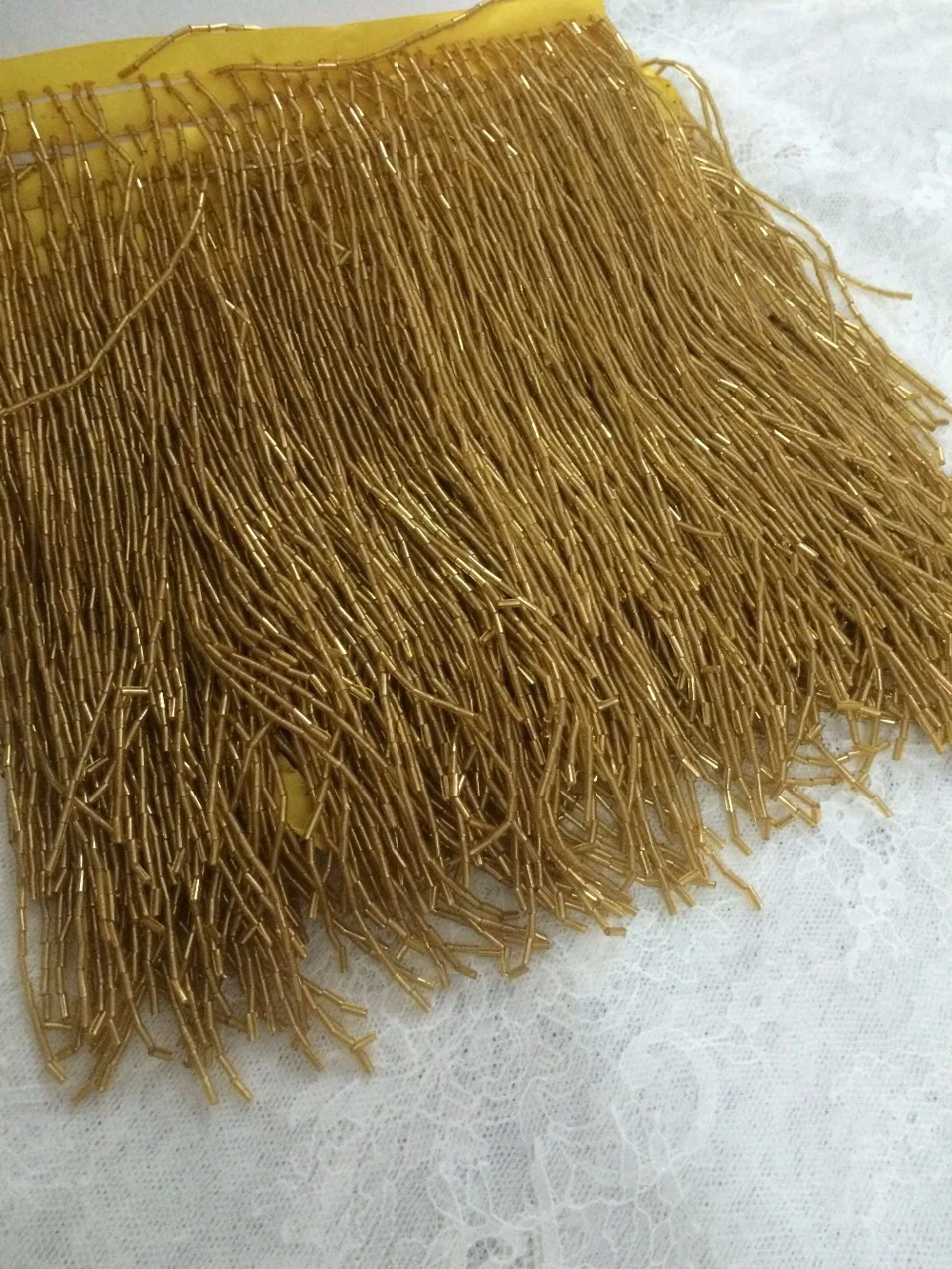 GLOBLELAND Gold Pearl Fringe Trim – 10 Yards Beaded Lace For Wedding Dresses, Crafts & DIY Decor