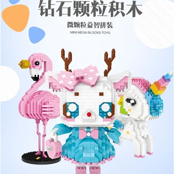 

cute unicorn mini building blocks online celebrity flamingo fawn small particle blocks spelled into building toys for baby kids