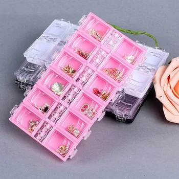 

12 Grids Jewelry Storage Box Mini Portable Independent Flip Container Case For Nail Art Accessories