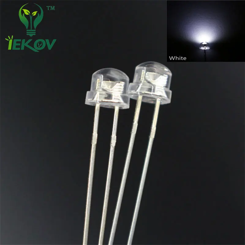 100pcs/lot LED 5mm straw Hat White color Urtal Bright Leds Lamp Light