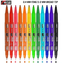 Знать 12 цветов художника двойной наконечник художественный маркер файнлайнер 0,4 мм тонкий наконечник на масляной основе эскиз маркеры для школьных принадлежностей