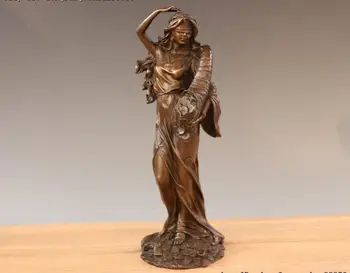 

West Art Deco Bronze Copper Blindfold Beautiful Girl Lady Woman Statue Sculpture