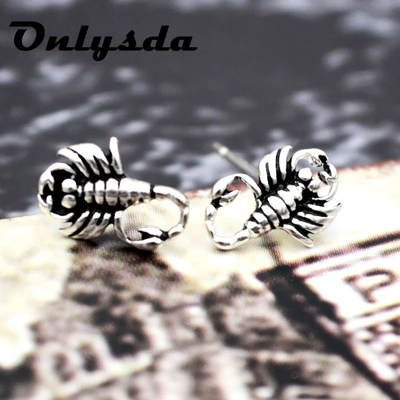 ONLYSDA новые модные панк S925silver 3D необычные животные Скорпион серьги гвоздики для