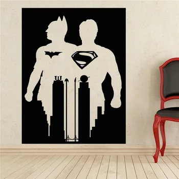 

Comics Art Superman & Batman Wall Decal Superhero Sticker home decoration Any Room Waterproof removable wall stickers