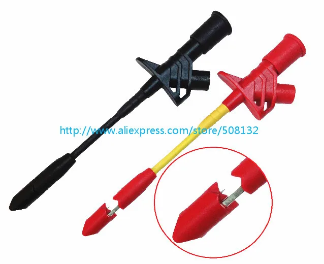

Fully Insulated Quick Piercing Needle Test Clips Multimeter Test Probe Spring Load red+black (TPC168 heavy-Duty Automotive)