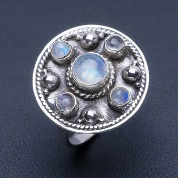 

Natural Rainbow Moonstone 925 Sterling Silver Ring, US Size 7 Q2031