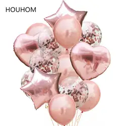 Розовое золото Воздушные шары конфетти воздушные шары для дня рождения украшения вечерние воздушный шар надувной шары воздуха латексный
