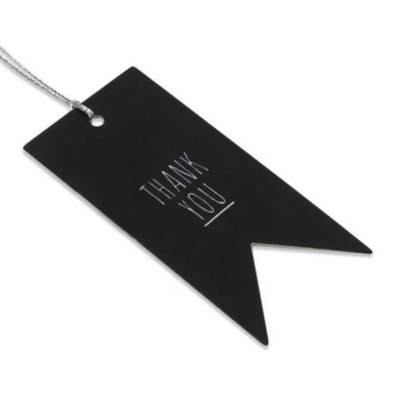 

100pcs Black Dovetail Hang Tags with Thank You Letters Gift Boxes Decoration Supply Tags 7x3.5cm