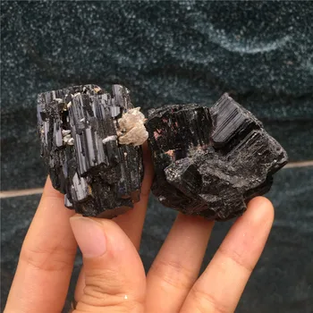 

2pcs natural Black tourmaline rough stones and minerals specimen reiki healing crystal raw gemstone for home decoration