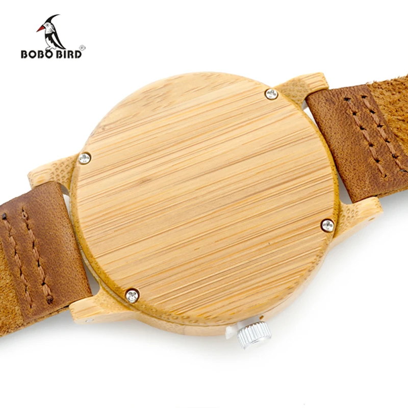 2017 Top Brand Men Watch BOBO BIRD Luxury Quartz Bamboo Watch Casual Leather Strap Clock Wristwatch Relogio Masculino C-H08