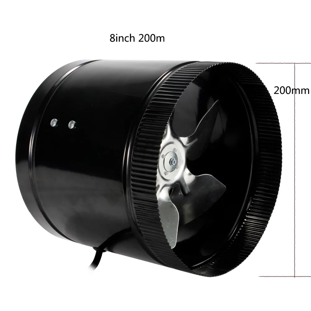Черный круговой встроенный вентилятор 220 В 110 В настенный металлический Вытяжной Вентилятор Мощный бесшумный осевой вентилятор для домашнего кухонного туалета