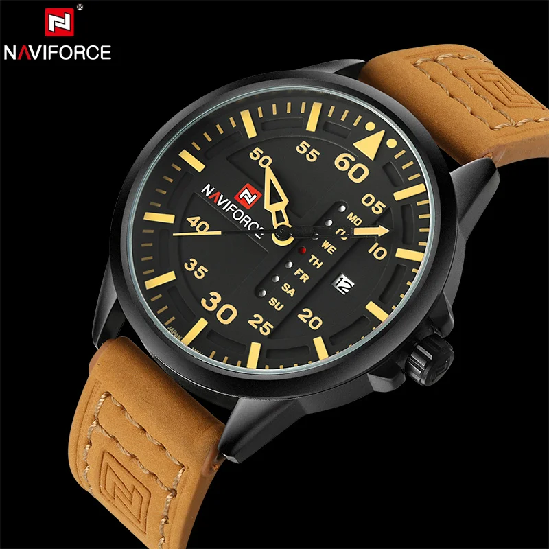 NAVIFORCE Original Luxury Brand Army Military Quartz Watches Men Hour Clock Sports Leather Wristwatch relogio masculino