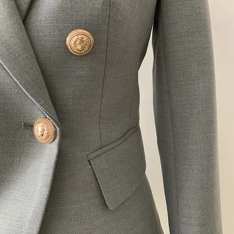 Новое поступление однотонная Европейская дизайнерская Высокая уличная Женская куртка Универсальный серый подиумный Блейзер высокого качества