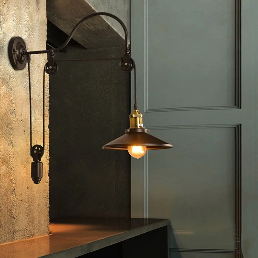 Лофт винтажный настенный светильник для Лестница ресторана, креативный настенный светильник в стиле ретро телескопические подъемные