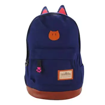 

Canvas Backpack For Women Girls Satchel School Bags Cute Cat Rucksack School Backpack children Cat Ear Cartoon Women Bags