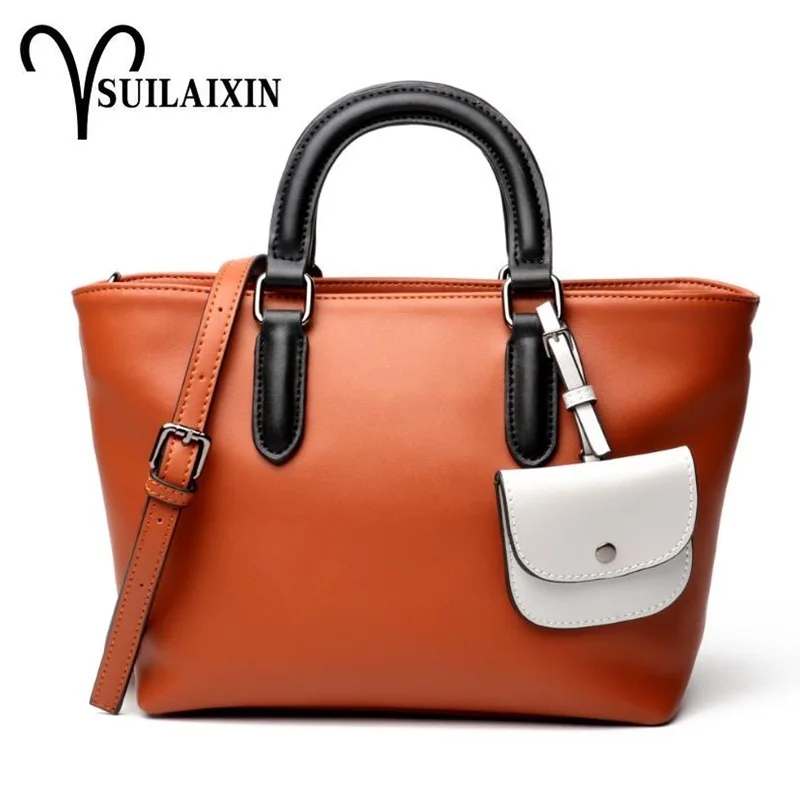 

Genuine Leather Women Shoulder Bag Brand Designer Cowhide genuine leather handbag Large Tote Bags With Small wallet