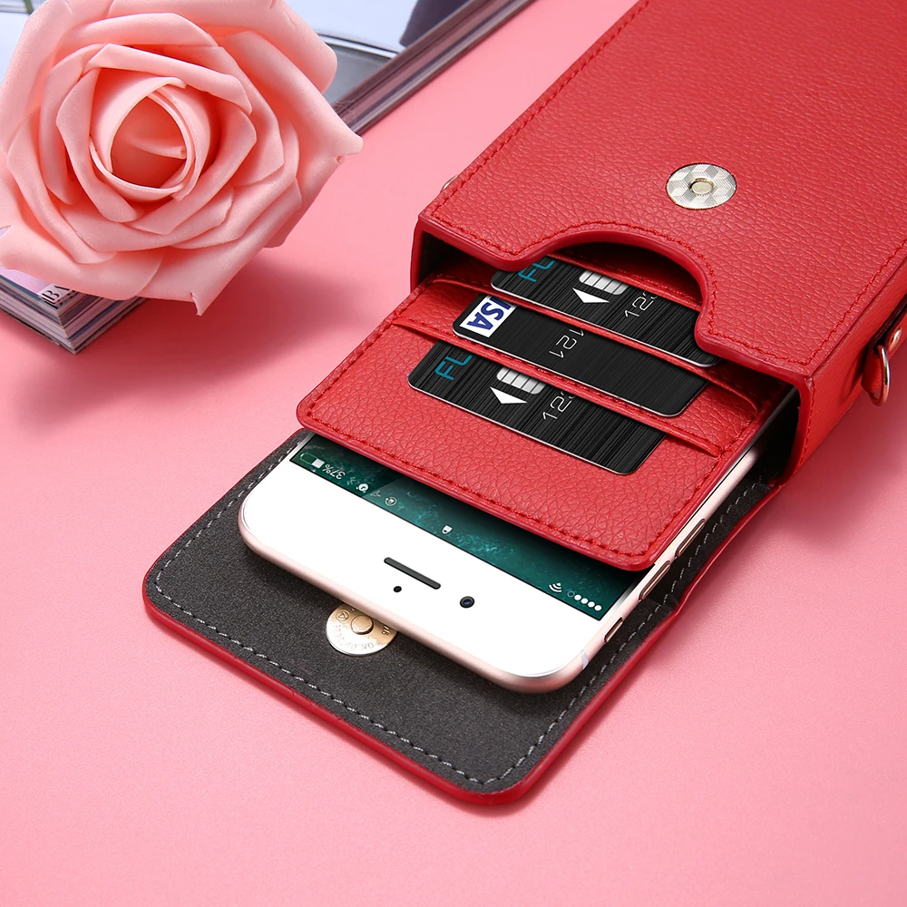 FLOVEME 6 PU Leather Shoulder Phone Bag Wallet Coque Universal Phone Bag For iPhone XR 7 8 Plus For Samsung S6 Pouch With Belt