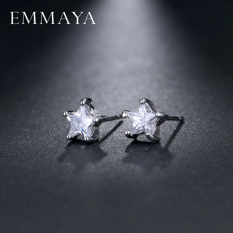 EMMAYA серебряный цвет Милая звезда AAA циркония серьги-гвоздики из кубического циркония для женщин и девочек модная недорогая бижутерия