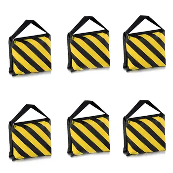 

Top 6 Pack Dual Handle Sandbag, Black/Yellow Saddlebag for Photography Studio Video Stage Film Light Stands Boom Arms Travel