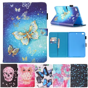 

For IPad Mini 4 Flower Skull butterfly Pattern Flip PU Leather Stand Shell Cover Case for Apple Ipad Mini4 Tablet case Fundas