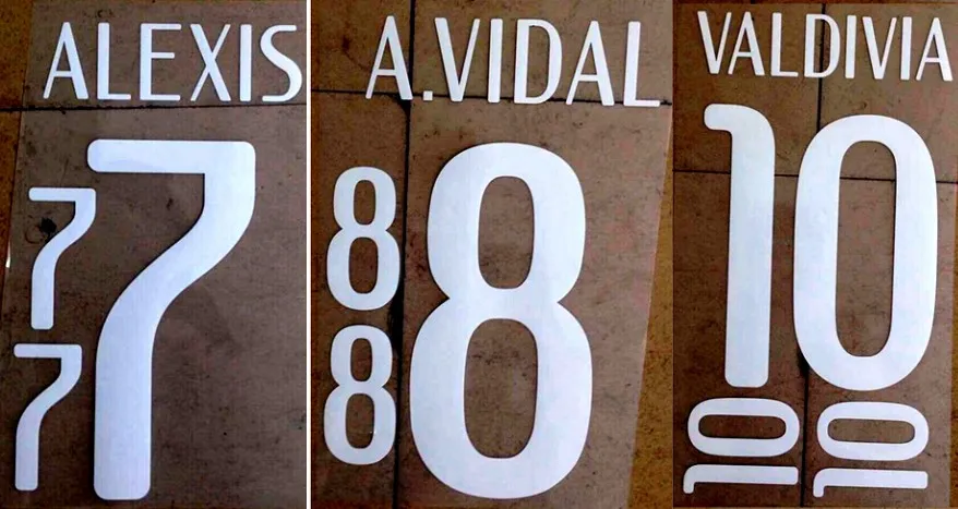 

2015 Chile home A.VIDAL VALDIVIA ALEXIS name numbering nameset patch badge