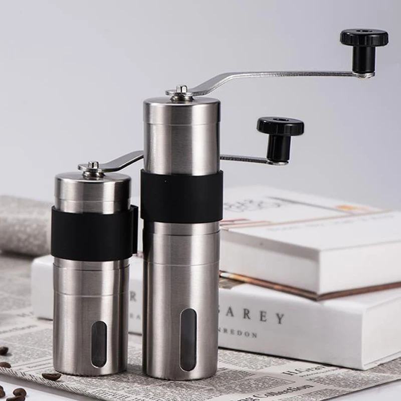 

Protable Stainless Steel Manual Coffee Grinder Adjustable Coffee Bean Spice Coffee Mill with Storage Rubber For Outdoor Travel