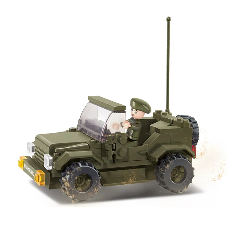 

Sluban Model Building Compatible B0296 121pcs Model Building Kits Classic Toys Hobbies Garrison Vehicle