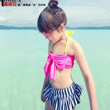 Одежда для купания для маленьких девочек, детское бикини из двух предметов, платье с большим бантом, купальный костюм, Милая юбка, одежда для плавания, милые детские купальные костюмы