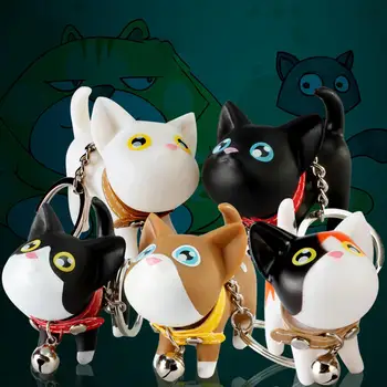 

Mini Cute Cat Doll with Bell PVC Pendant Keychain Key Holder Ring Bag Ornaments Gift for kids babys