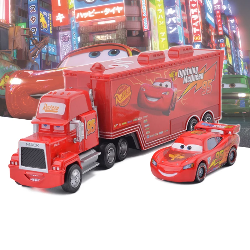 Дисней Pixar Cars No.95 Mack маленький автомобиль Lightning McQueen 1:55 литой под давлением