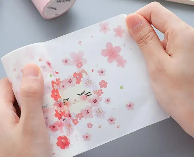 Шт. 1 шт. Kawaii см 10 см Широкий Сакура кошка Васи клейкие ленты комплект DIY декоративный Скрапбукинг маскирования клейкие ленты клейкая