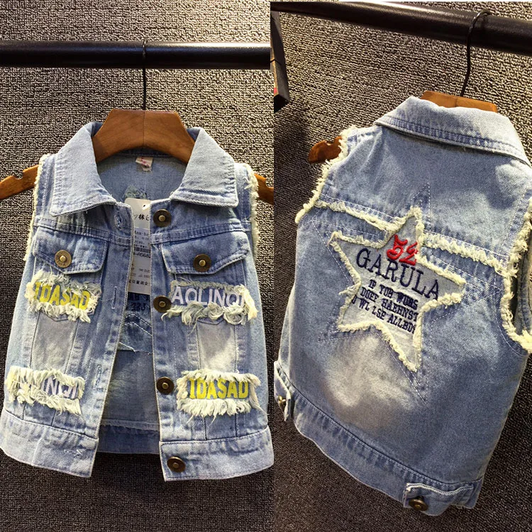 

Retail Brand Child Outerwear, baby waistcoat Spring and Autumn High quality children Casual vest Kids boys and girls denim vest