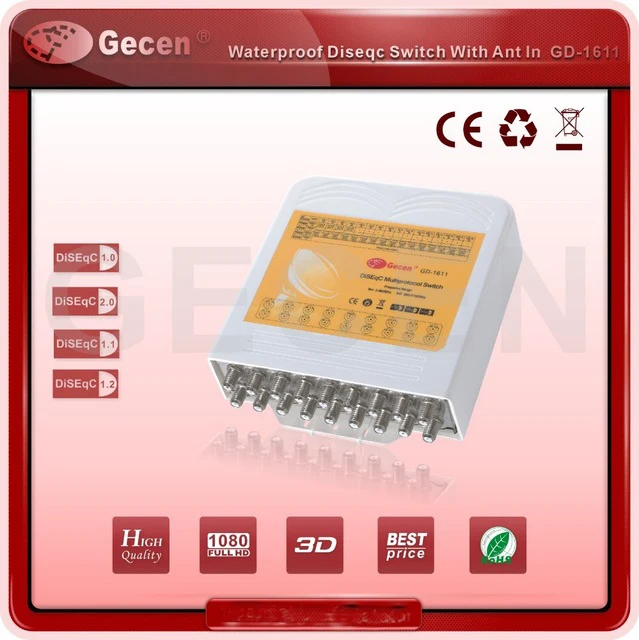

original Gecen 17 in 1 Waterproof Diseqc Switch with 16 SAT inputs and 1 ANT input Model GD-1611