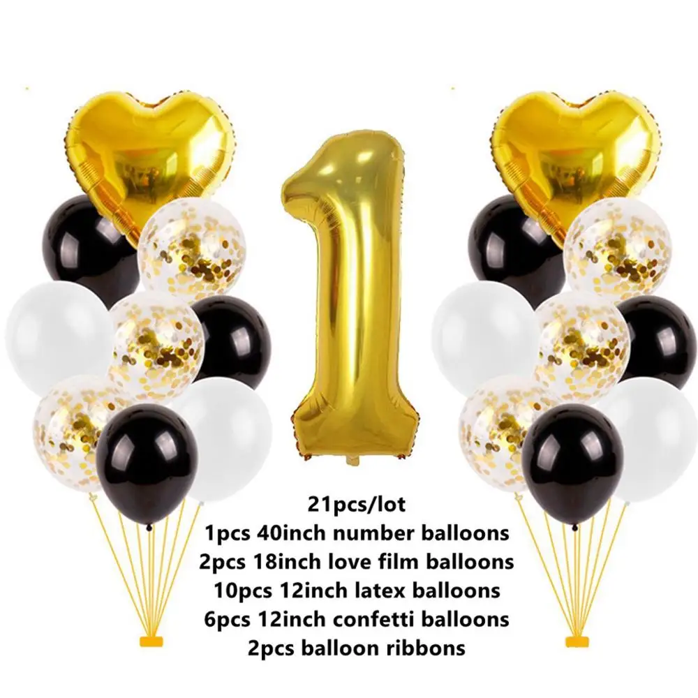 Taoup 19 шт. первый день рождения Balloosn набор 1st Baby Shower номер 1 год латексные шары конфетти Количество шариков Аксессуары - Цвет: Yellow Balloons
