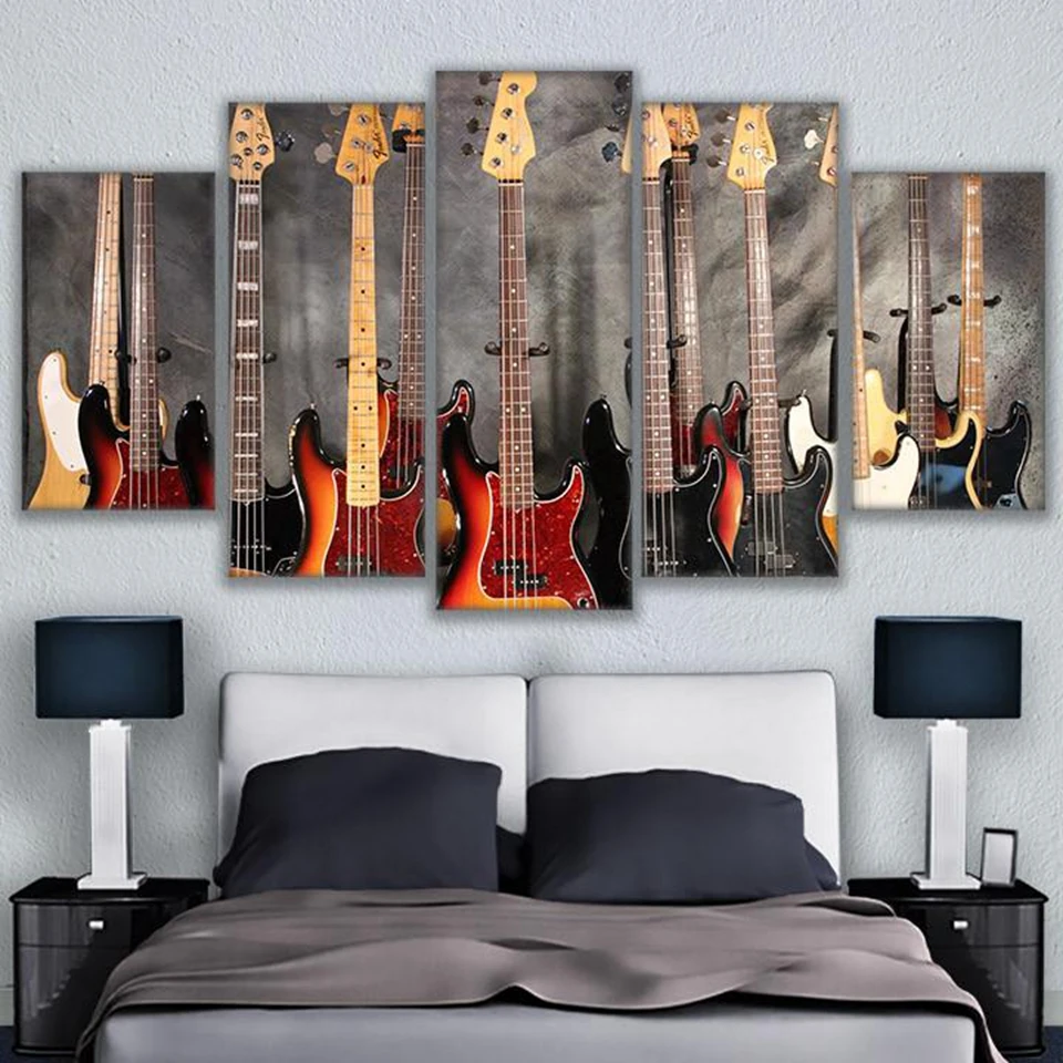 Gray Electric Guitar Picture on Canvas Wall Art Décor