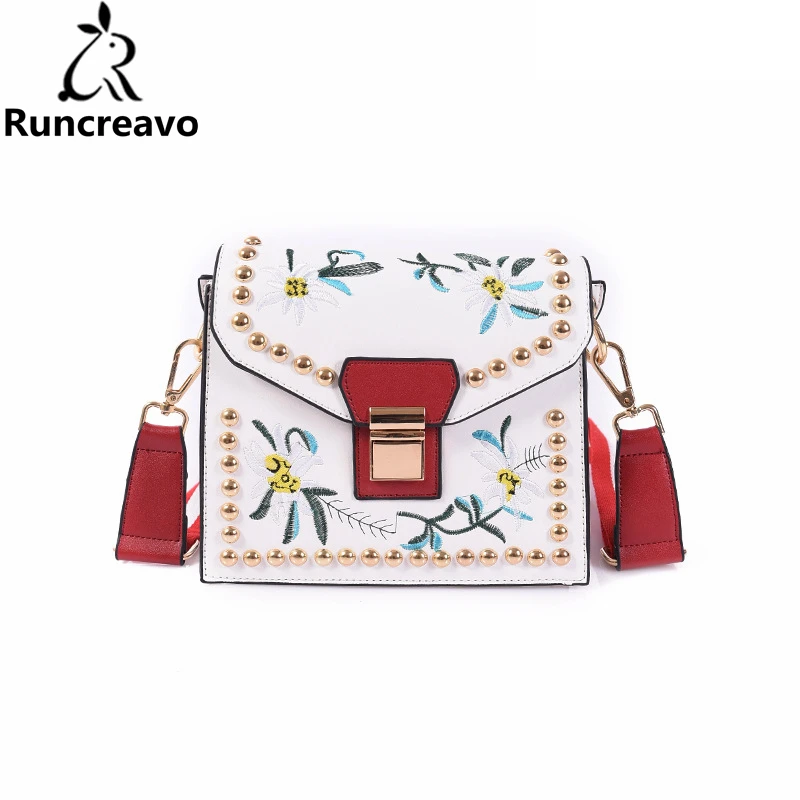 

2018 pu Leather Messenger Bag Embroidery Flap Bag Bolsa Feminina Flower Handbag Ladies Women Famous Shoulder Bags Girls