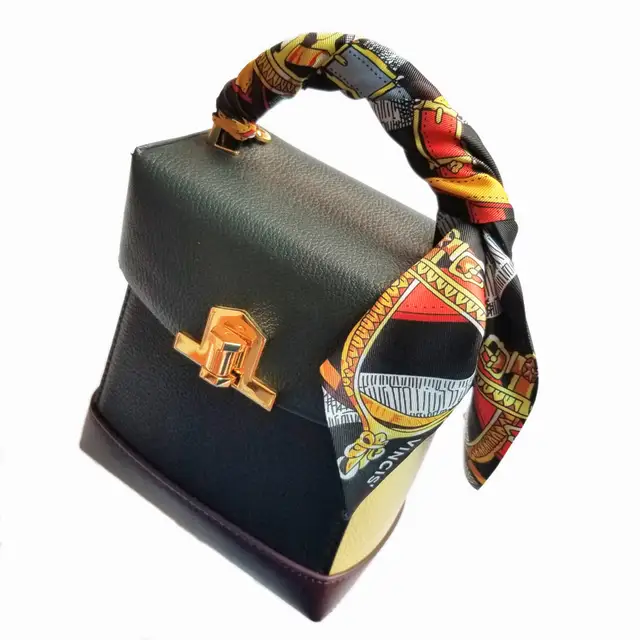 scarf decor striped strap shoulder bag