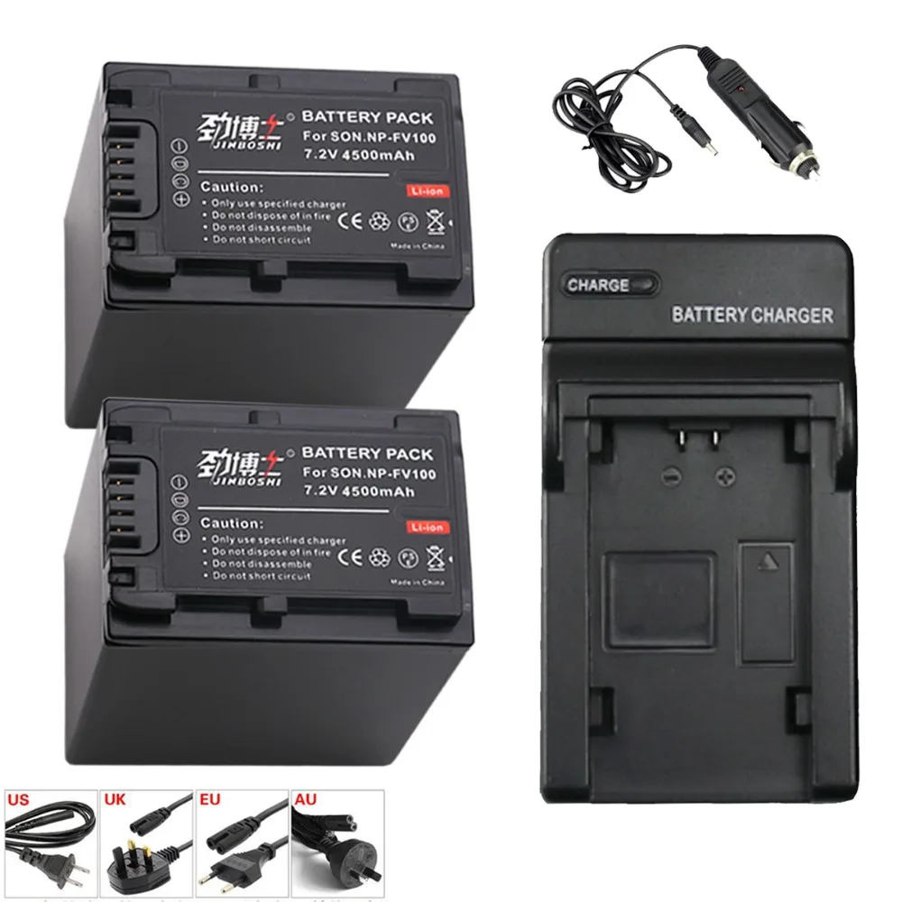 2x NP-FV100 NP FV100 NPFV100 литий-ионные аккумуляторы + LED одно зарядное устройство для SONY