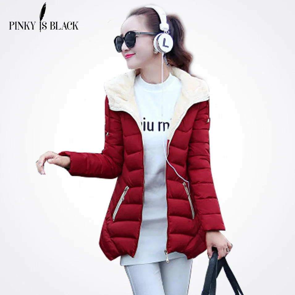 Pinky Is Black 2017 autumn winter jacket women cotton-padded jacket coat preppy style plus size female wadded jacket parka