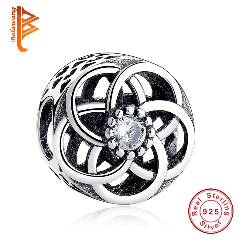 

BELAWANG 925 Sterling Silver Delicate Rose Charm Crystal Bead Fit Original BW Bracelet With Clear CZ DIY Jewelry Making