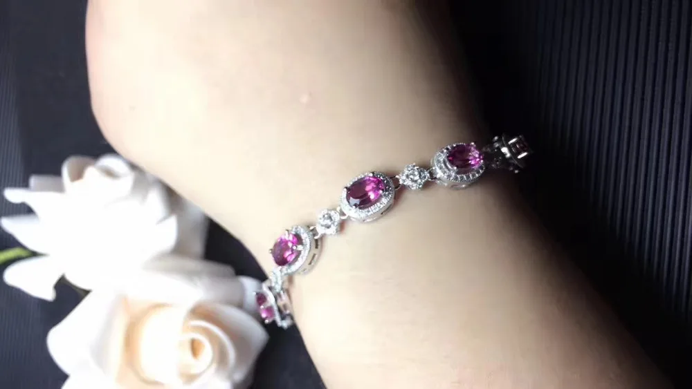  Bracelet topaze rose naturel pierres précieuses naturelles élégant trèfle Bracelet rond 925 bracele