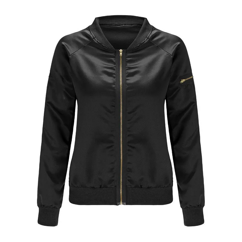 2017 Spring Autumn font b Women b font Thin Jackets Tops Bomber Jacket Long Sleeve Zipper