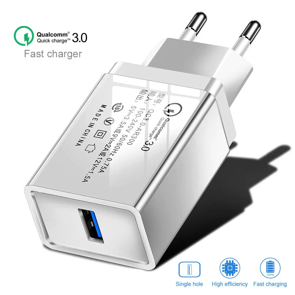 Quick Charge 3,0 USB зарядное устройство для iPhone 7 8X11 iPad настенное зарядное устройство для мобильного телефона Быстрая зарядка для Xiaom mi note 10 samsung S10 9 - Тип штекера: Gray Charger