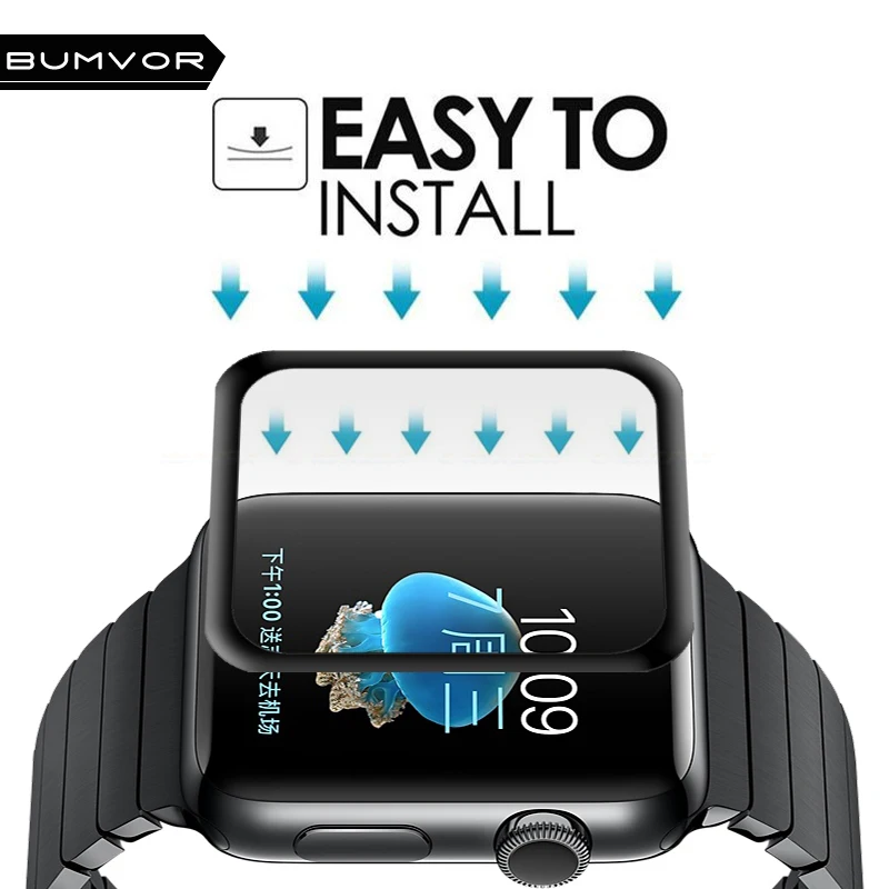 BUMVOR 3D полное покрытие закаленное стекло для Apple Watch 42 мм защита экрана 9H iWatch серии 3