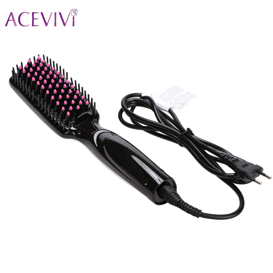 

ACEVIVI Professional Digital Electric Hair Straightener Brush Straightening Irons Hair Styling Comb Tools EU/ US Plug