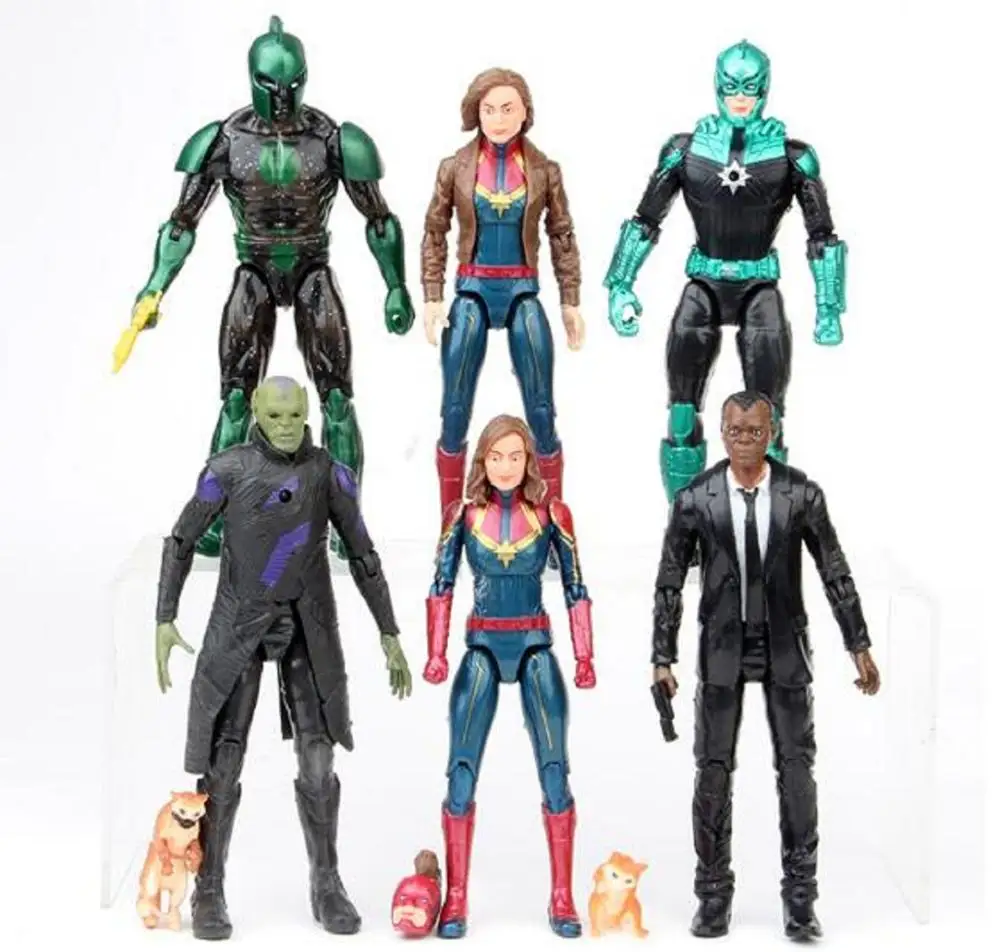 

17cm Avengers 4 Endgame Talos Captain Marvel Nick Fury Yon Rogg Genis Vell Pvc Action Figures Collectible Model Toy gift
