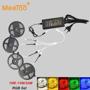 

1Set 20M 15M 10M RGB LED Strip Light SMD5050 DC12V 60Leds/M Tape Ribbon Light +24Key RF Remote Controller + 12V 8A Power Supply