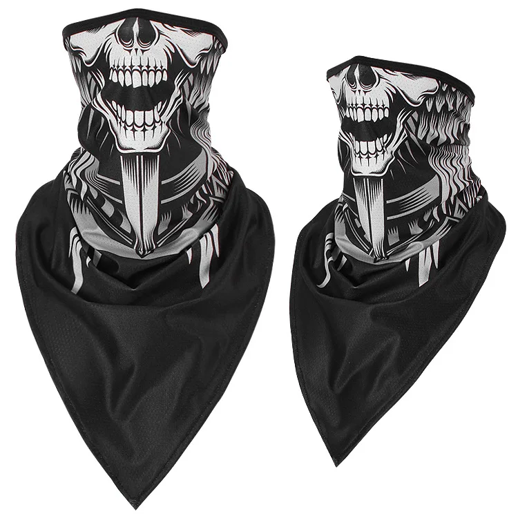 Треугольный шарф с черепом для женщин и мужчин, мотоциклетная ветрозащитная бандана, маска для лица, шарф, защита от пыли, Солнцезащитная УФ маска, шарфы для лыжного спорта - Цвет: H-19