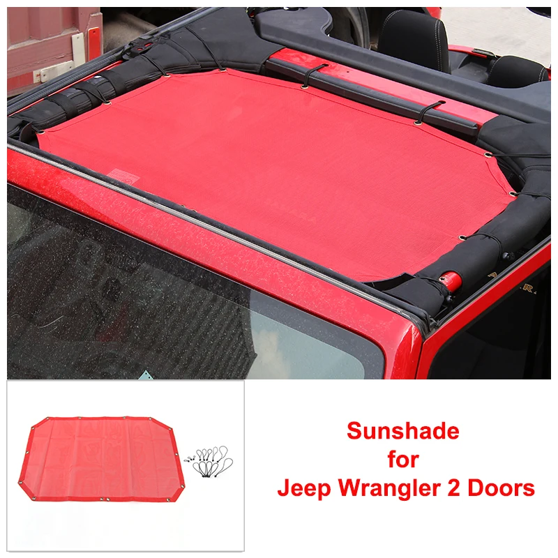 

Red Sunshade for Jeep Wrangler 2 Doors Heat Insulation Net PVC 2007-2016